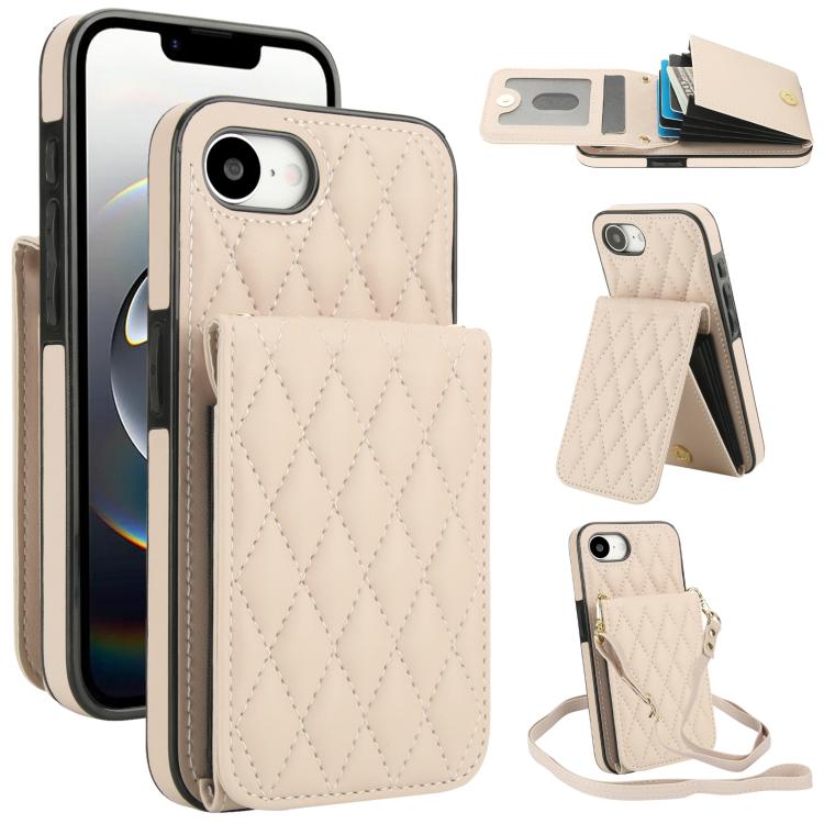 YM015 Umhängetasche Rhombische Karten Tasche RFID Handyhülle, Für iPhone 16e / 17e, Für iPhone 17 Pro Max, Für iPhone 17 Pro, Für iPhone 17, Für iPhone Air, Für iPhone 16 Pro Max, Für iPhone 16 Pro, Für iPhone 16 Plus