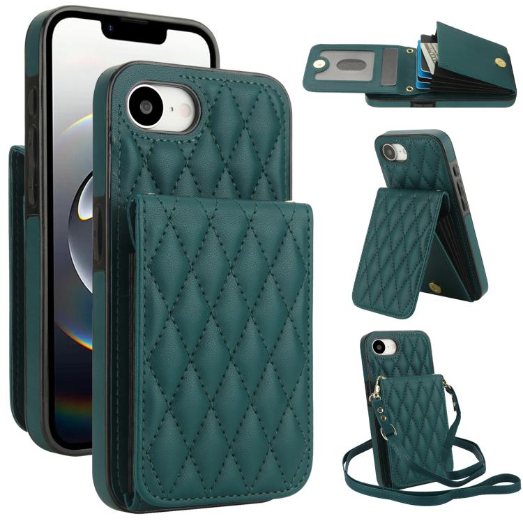 YM015 Umhängetasche Rhombische Karten Tasche RFID Handyhülle, Für iPhone 16e / 17e, Für iPhone 17 Pro Max, Für iPhone 17 Pro, Für iPhone 17, Für iPhone Air, Für iPhone 16 Pro Max, Für iPhone 16 Pro, Für iPhone 16 Plus