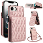 YM015 Umhängetasche Rhombische Karten Tasche RFID Handyhülle, Für iPhone 16e / 17e, Für iPhone 17 Pro Max, Für iPhone 17 Pro, Für iPhone 17, Für iPhone Air, Für iPhone 16 Pro Max, Für iPhone 16 Pro, Für iPhone 16 Plus