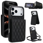 YM015 Umhängetasche Rhombische Karten Tasche RFID Handyhülle, Für iPhone 16e / 17e, Für iPhone 17 Pro Max, Für iPhone 17 Pro, Für iPhone 17, Für iPhone Air, Für iPhone 16 Pro Max, Für iPhone 16 Pro, Für iPhone 16 Plus