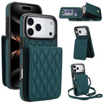 YM015 Umhängetasche Rhombische Karten Tasche RFID Handyhülle, Für iPhone 16e / 17e, Für iPhone 17 Pro Max, Für iPhone 17 Pro, Für iPhone 17, Für iPhone Air, Für iPhone 16 Pro Max, Für iPhone 16 Pro, Für iPhone 16 Plus