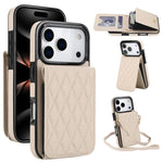 YM015 Umhängetasche Rhombische Karten Tasche RFID Handyhülle, Für iPhone 16e / 17e, Für iPhone 17 Pro Max, Für iPhone 17 Pro, Für iPhone 17, Für iPhone Air, Für iPhone 16 Pro Max, Für iPhone 16 Pro, Für iPhone 16 Plus