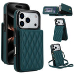 YM015 Umhängetasche Rhombische Karten Tasche RFID Handyhülle, Für iPhone 16e / 17e, Für iPhone 17 Pro Max, Für iPhone 17 Pro, Für iPhone 17, Für iPhone Air, Für iPhone 16 Pro Max, Für iPhone 16 Pro, Für iPhone 16 Plus