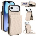 YM015 Umhängetasche Rhombische Karten Tasche RFID Handyhülle, Für iPhone 16e / 17e, Für iPhone 17 Pro Max, Für iPhone 17 Pro, Für iPhone 17, Für iPhone Air, Für iPhone 16 Pro Max, Für iPhone 16 Pro, Für iPhone 16 Plus