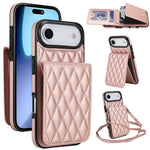 YM015 Umhängetasche Rhombische Karten Tasche RFID Handyhülle, Für iPhone 16e / 17e, Für iPhone 17 Pro Max, Für iPhone 17 Pro, Für iPhone 17, Für iPhone Air, Für iPhone 16 Pro Max, Für iPhone 16 Pro, Für iPhone 16 Plus