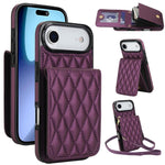 YM015 Umhängetasche Rhombische Karten Tasche RFID Handyhülle, Für iPhone 16e / 17e, Für iPhone 17 Pro Max, Für iPhone 17 Pro, Für iPhone 17, Für iPhone Air, Für iPhone 16 Pro Max, Für iPhone 16 Pro, Für iPhone 16 Plus