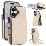 YM015 Umhängetasche Rhombische Karten Tasche RFID Handyhülle, Für iPhone 16e / 17e, Für iPhone 17 Pro Max, Für iPhone 17 Pro, Für iPhone 17, Für iPhone Air, Für iPhone 16 Pro Max, Für iPhone 16 Pro, Für iPhone 16 Plus