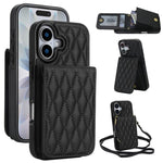 YM015 Umhängetasche Rhombische Karten Tasche RFID Handyhülle, Für iPhone 16e / 17e, Für iPhone 17 Pro Max, Für iPhone 17 Pro, Für iPhone 17, Für iPhone Air, Für iPhone 16 Pro Max, Für iPhone 16 Pro, Für iPhone 16 Plus