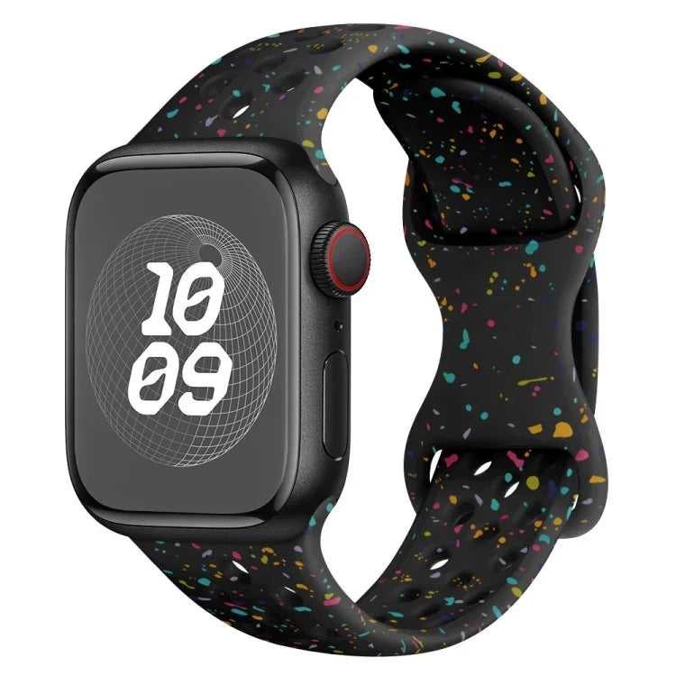 Hole Style Butterfly Buckle Camouflage Silicone Watch Band, For Apple Watch Series 10 46mm, For Apple Watch Series 10 42mm, For Apple Watch SE 2023 44mm, For Apple Watch SE 2023 40mm