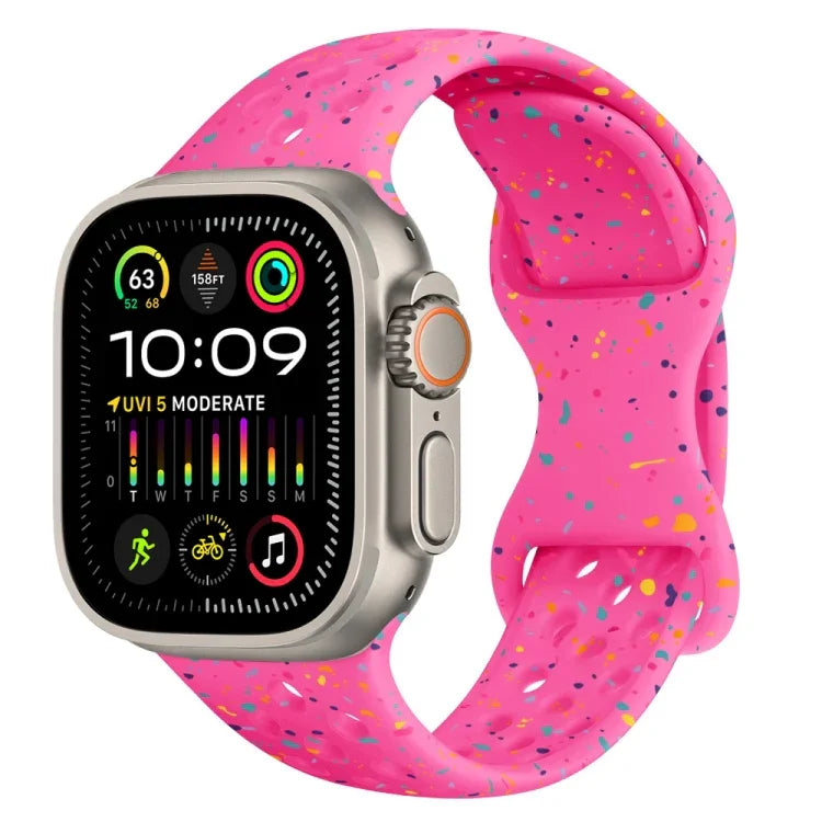 Silikonarmband mit Lochverschluss und Tarnmuster, passend für Apple Watch Ultra 2 (49 mm), Apple Watch Series 9 (45 mm), Apple Watch Series 9 (41 mm) und Apple Watch Ultra (49 mm).