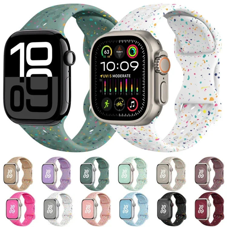 Hole Style Butterfly Buckle Camouflage Silicone Watch Band, For Apple Watch Ultra 2 49mm, For Apple Watch Series 9 45mm, For Apple Watch Series 9 41mm, For Apple Watch Ultra 49mm