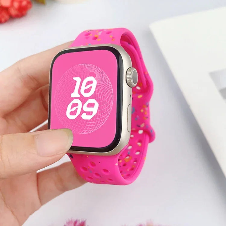 Hole Style Butterfly Buckle Camouflage Silicone Watch Band, For Apple Watch Series 4 44mm, For Apple Watch Series 4 40mm, For Apple Watch Series 3 38mm, For Apple Watch Series 3 42mm