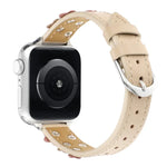 Stitched Flower Leather Watch Band, For Apple Watch SE 2023 44mm, For Apple Watch SE 2023 40mm, For Apple Watch Ultra 2 49mm, For Apple Watch Series 9 45mm, For Apple Watch Series 9 41mm, For Apple Watch Ultra 49mm, For Apple Watch Series 8 41mm       ...