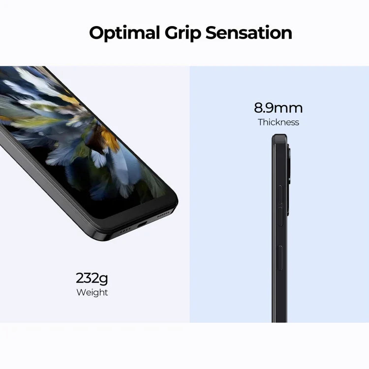 HOTWAV Note 13, seitlicher Fingerabdrucksensor, 6,6 Zoll, Android 13, T606 Octa-Core-Prozessor mit bis zu 1,6 GHz, Netzwerk: 4G, OTG, 4 GB + 128 GB