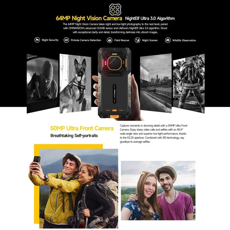 Ulefone Armor 26 Ultra Rugged Smartphone, 6,78 Zoll, Android 13, MediaTek Dimensity 8020 Octa-Core-Prozessor, Netzwerk: 5G, NFC, 12 GB + 512 GB