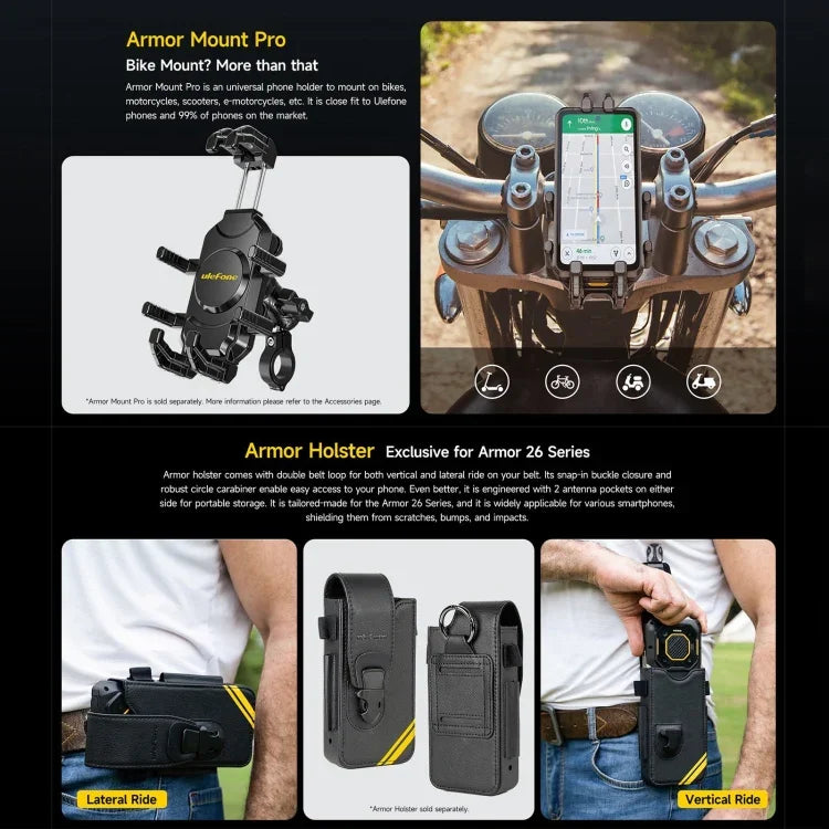 Ulefone Armor 26 Ultra Rugged Smartphone, 6,78 Zoll, Android 13, MediaTek Dimensity 8020 Octa-Core-Prozessor, Netzwerk: 5G, NFC, 12 GB + 512 GB