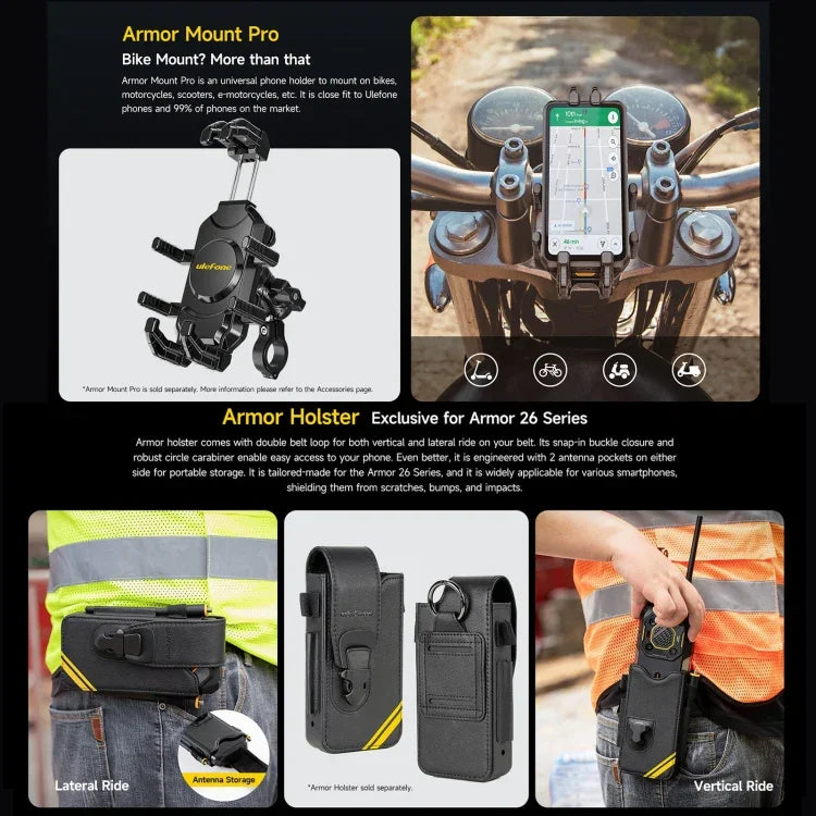 Ulefone Armor 26 Ultra Walkie-Talkie-Version – Robustes Smartphone, 6,78 Zoll, Android 13, MediaTek Dimensity 8020 Octa-Core-Prozessor, Netzwerk: 5G, NFC, 12 GB + 512 GB Speicher, Walkie-Talkie-Version