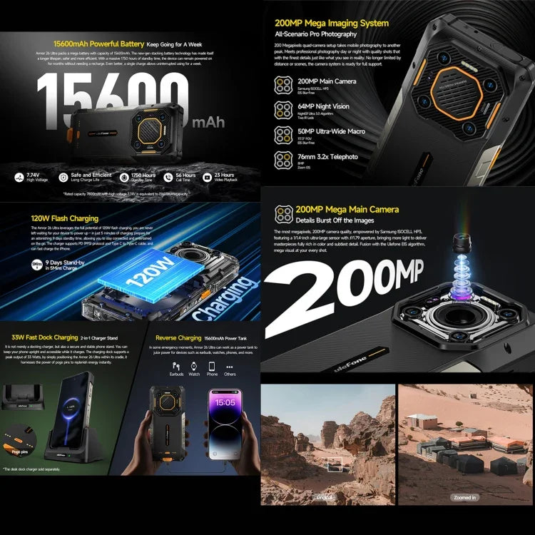 Ulefone Armor 26 Ultra Walkie-Talkie-Version – Robustes Smartphone, 6,78 Zoll, Android 13, MediaTek Dimensity 8020 Octa-Core-Prozessor, Netzwerk: 5G, NFC, 12 GB + 512 GB Speicher, Walkie-Talkie-Version