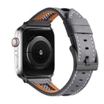 Armband aus echtem Kalbsleder mit Mesh-Einsatz, passend für Apple Watch 42 mm und 38 mm