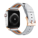 Armband aus echtem Kalbsleder mit Mesh-Einsatz, passend für Apple Watch 42 mm und 38 mm