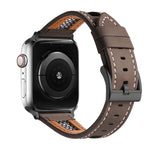 Armband aus echtem Kalbsleder mit Mesh-Einsatz, passend für Apple Watch 42 mm und 38 mm