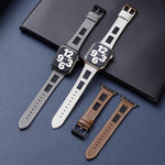 Armband aus echtem Kalbsleder mit Mesh-Einsatz, passend für Apple Watch 42 mm und 38 mm