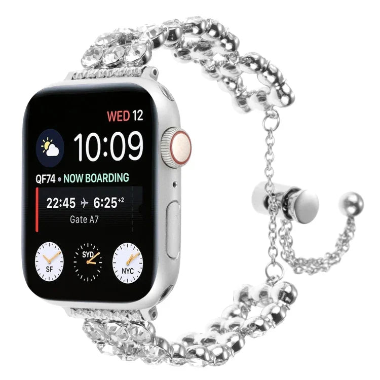 Rhinestone Metal Bracelet Watch Band, For Apple Watch SE 40mm, For Apple Watch SE 44mm, For Apple Watch Series 6 40mm, For Apple Watch Series 6 44mm, For Apple Watch Series 5 44mm, For Apple Watch Series 5 40mm, For Apple Watch Series 4 44mm           ...