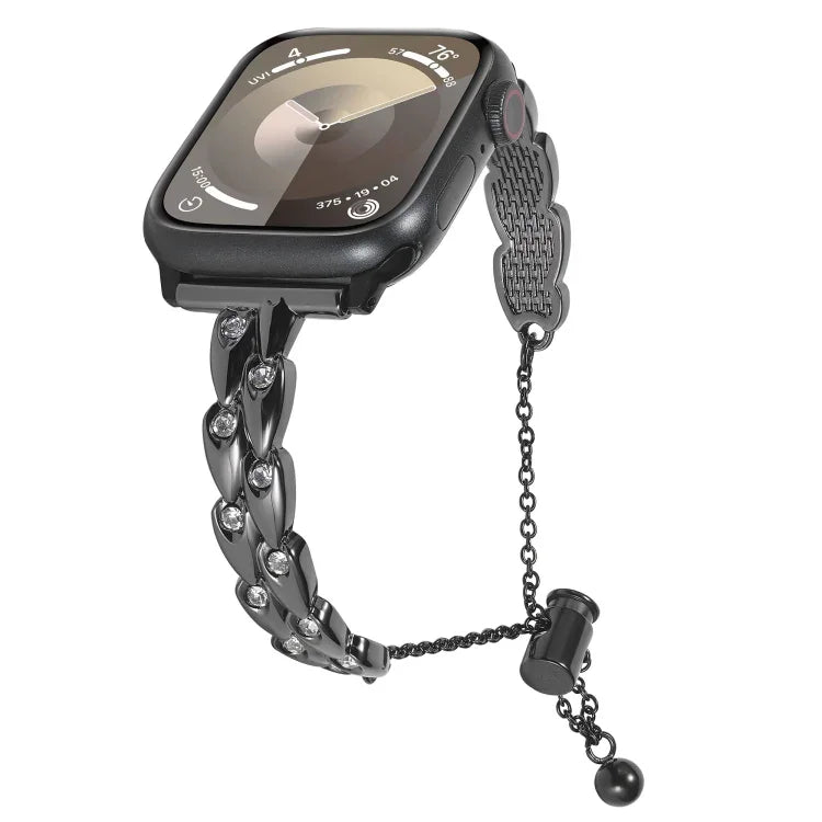 Strassbesetztes Pfauen-Metallarmband, passend für Apple Watch SE 2023 (44 mm), Apple Watch SE 2023 (40 mm), Apple Watch Ultra 2 (49 mm), Apple Watch Series 9 (45 mm), Apple Watch Series 9 (41 mm), Apple Watch Ultra (49 mm), Apple Watch Series 8 (4 mm)...