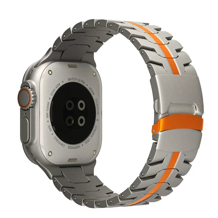 Double Lock Buckle Turtle Titanium Steel Watch Band, For Apple Watch SE 2023 44mm, For Apple Watch SE 2023 40mm, For Apple Watch Ultra 2 49mm, For Apple Watch Series 9 45mm, For Apple Watch Series 9 41mm, For Apple Watch Ultra 49mm                     ...