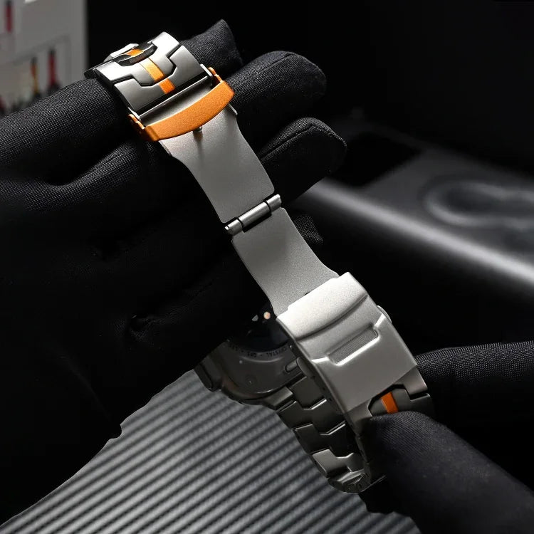 Double Lock Buckle Turtle Titanium Steel Watch Band, For Apple Watch 42mm, For Apple Watch 38mm