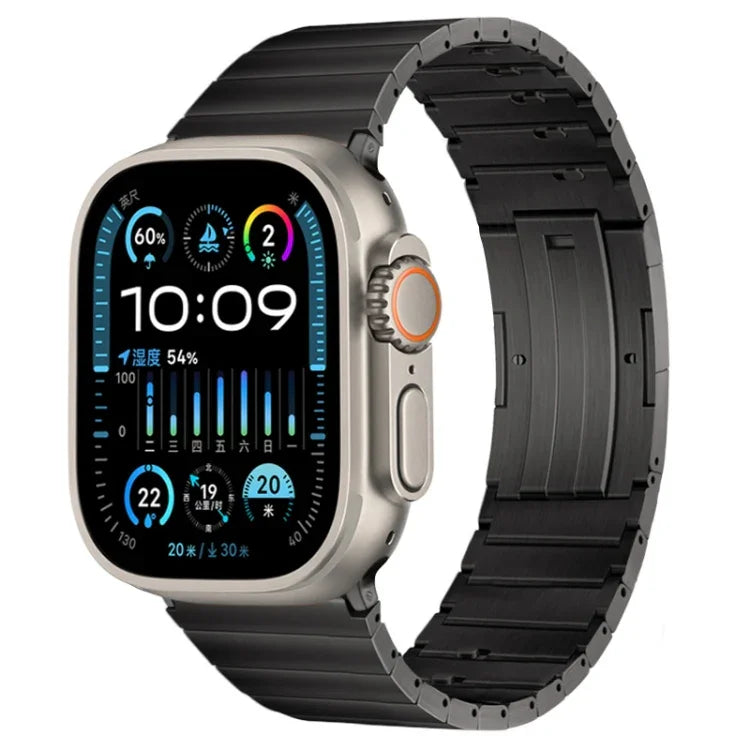 PG65 Single Bead Bamboo Joint Spring Bars Titanium Metal Watch Band, For Apple Watch Series 10 46mm, For Apple Watch Series 10 42mm, For Apple Watch SE 2023 44mm, For Apple Watch SE 2023 40mm, For Apple Watch Ultra 2 49mm, For Apple Watch Series 9 45mm...