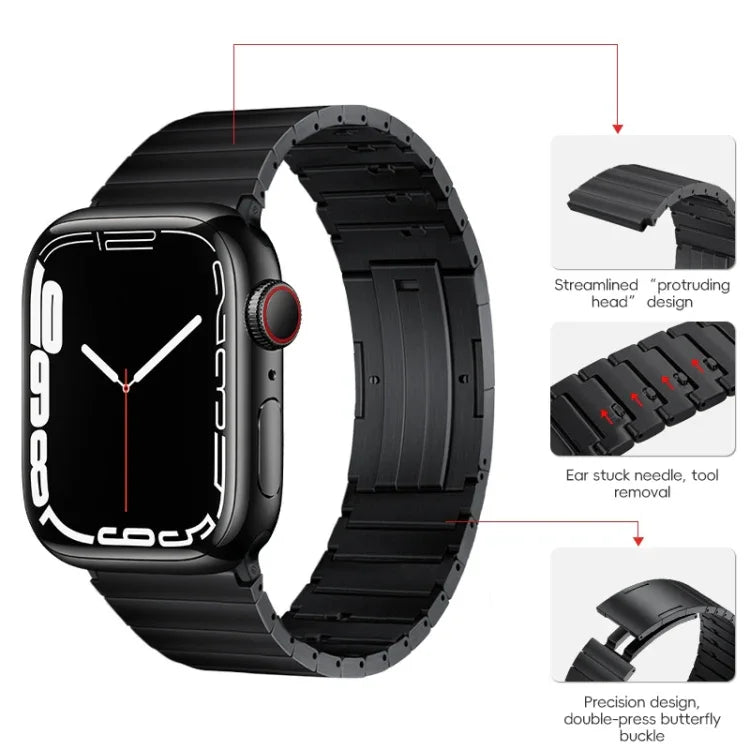 PG65 Einzelperlen-Bambusgelenk-Federstege, Titan-Metallarmband, für Apple Watch Series 6 40mm, für Apple Watch Series 6 44mm, für Apple Watch Series 5 44mm, für Apple Watch Series 5 40mm, für Apple Watch Series 4 44mm, für Apple Watch Series 4 40m...