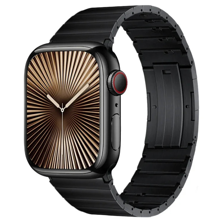 PG65 Einreihiges Bambusgelenk Federstege Titan-Metall-Uhrenarmband, Für Apple Watch Series 10 46mm, Für Apple Watch Series 10 42mm, Für Apple Watch SE 2023 44mm, Für Apple Watch SE 2023 40mm, Für Apple Watch Ultra 2 49mm, Für Apple Watch Series 9 45mm...