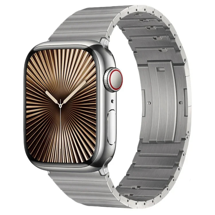PG65 Single Bead Bamboo Joint Spring Bars Titanium Metal Watch Band, For Apple Watch Series 10 46mm, For Apple Watch Series 10 42mm, For Apple Watch SE 2023 44mm, For Apple Watch SE 2023 40mm, For Apple Watch Ultra 2 49mm, For Apple Watch Series 9 45mm...