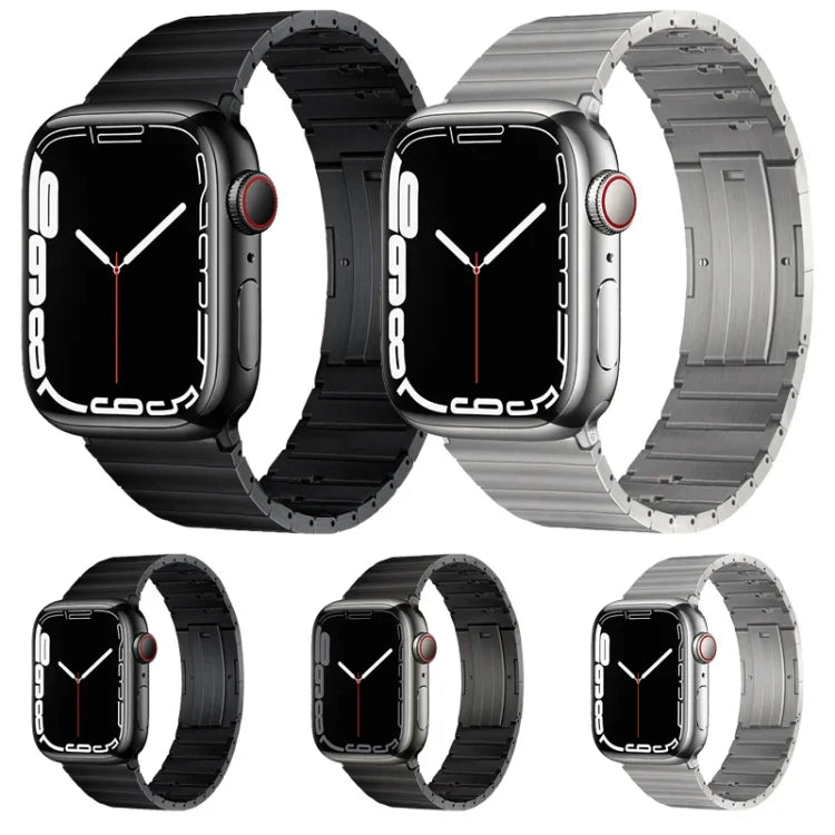 PG65 Einzelperlen-Bambusgelenk-Federstege, Titan-Metallarmband, für Apple Watch Series 6 40mm, für Apple Watch Series 6 44mm, für Apple Watch Series 5 44mm, für Apple Watch Series 5 40mm, für Apple Watch Series 4 44mm, für Apple Watch Series 4 40m...