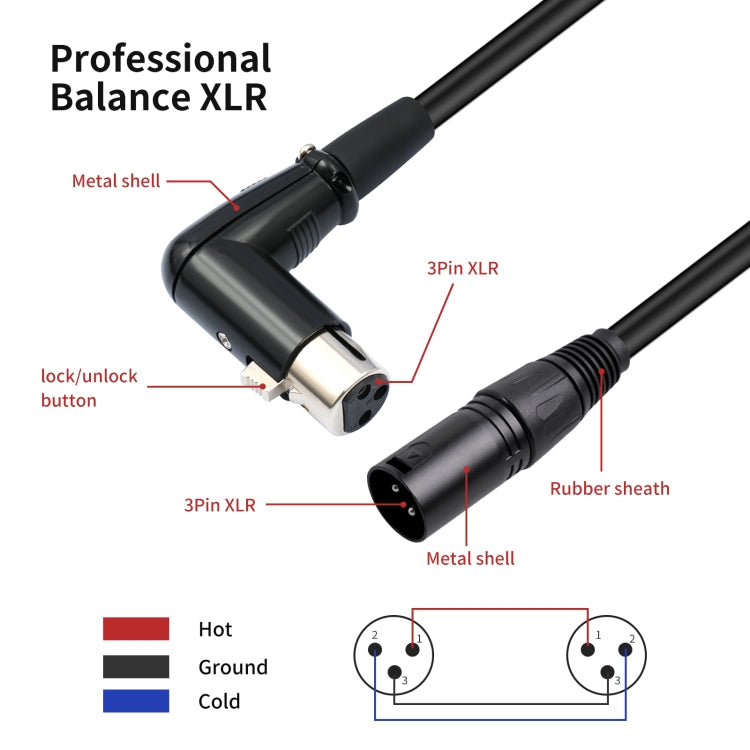 XK041L XLR 3-polig Gerade Männlich zu Winkel Weiblich Audiokabel, 0,3 m, 1 m, 2 m, 3 m, 5 m, 10 m