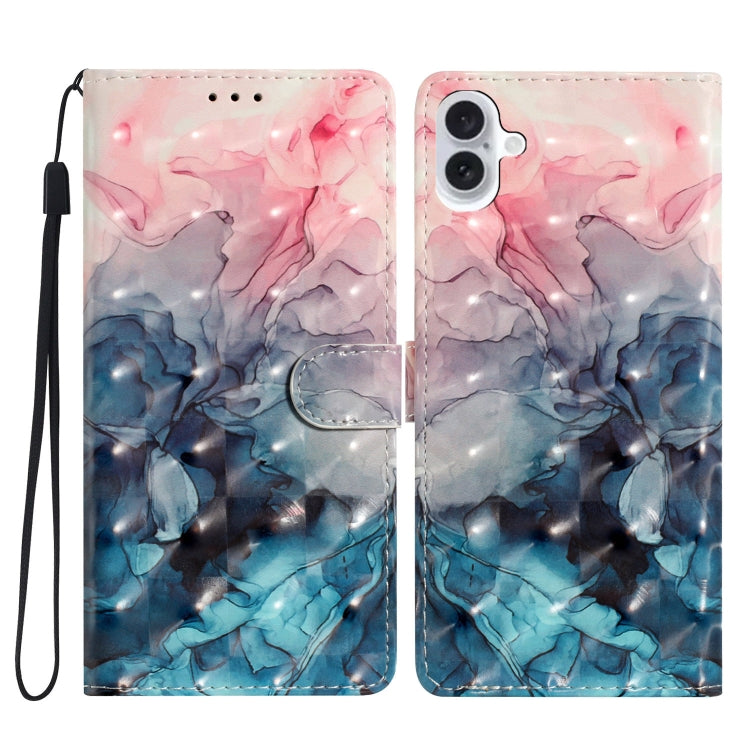 3D Pattern Leather Phone Case, For iPhone 16 Plus, For iPhone 16