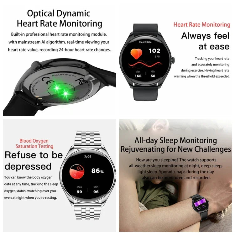 MT55 1,43 Zoll AMOLED HD-Display, ultradünne Smartwatch mit Anruf- und Gesundheitsfunktionen, Silikonarmband