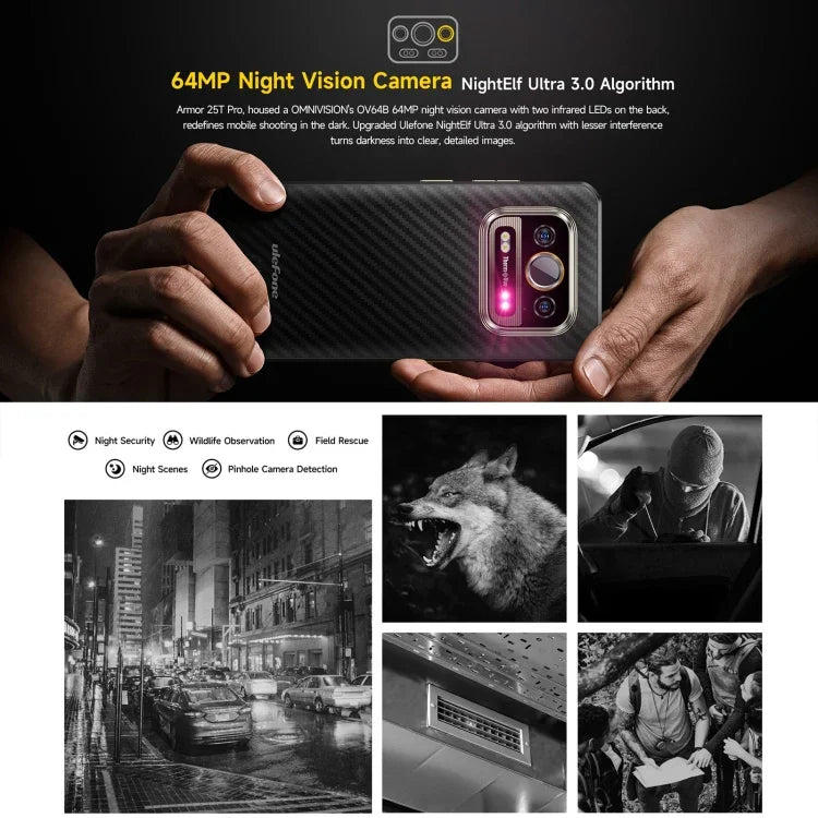 Ulefone Armor 25T Pro – Robustes Smartphone mit Wärmebildkamera, 6,78 Zoll, Android 15, MediaTek Dimensity 6300 Octa-Core-Prozessor, 5G, NFC, 8 GB RAM + 256 GB Speicher