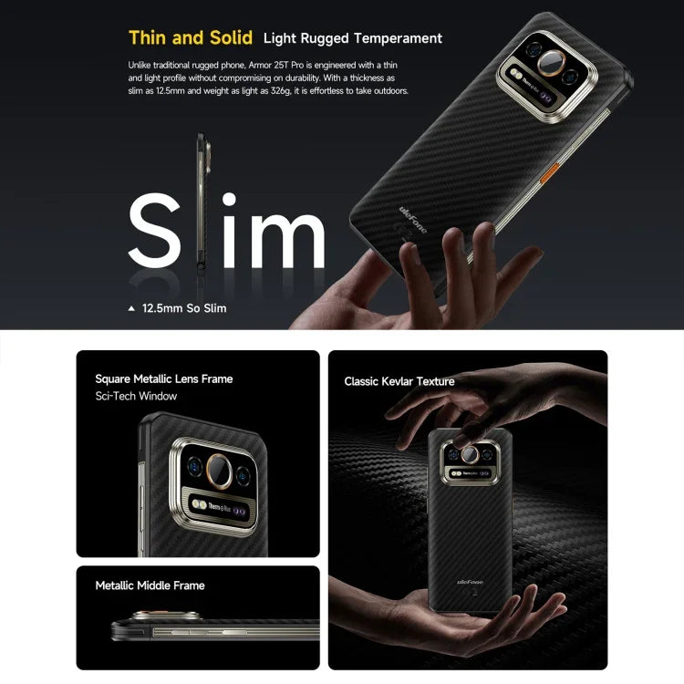 Ulefone Armor 25T Pro – Robustes Smartphone mit Wärmebildkamera, 6,78 Zoll, Android 15, MediaTek Dimensity 6300 Octa-Core-Prozessor, 5G, NFC, 8 GB RAM + 256 GB Speicher