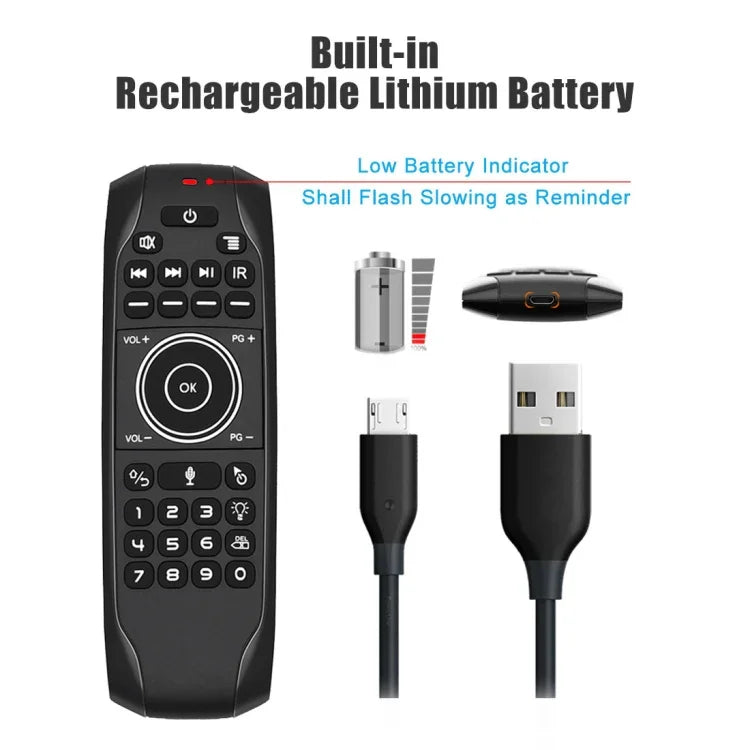 G7V Pro 2,4-GHz-Fly-Air-Mouse mit LED-Hintergrundbeleuchtung, kabelloser Tastatur und Fernbedienung mit Gyroskop für Android-TV-Boxen/PCs, unterstützt intelligente Sprachsteuerung