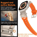 Edelstahl-Anschluss, TPU-Armband, für Apple Watch Series 9 (45 mm) und Apple Watch Ultra (49 mm)