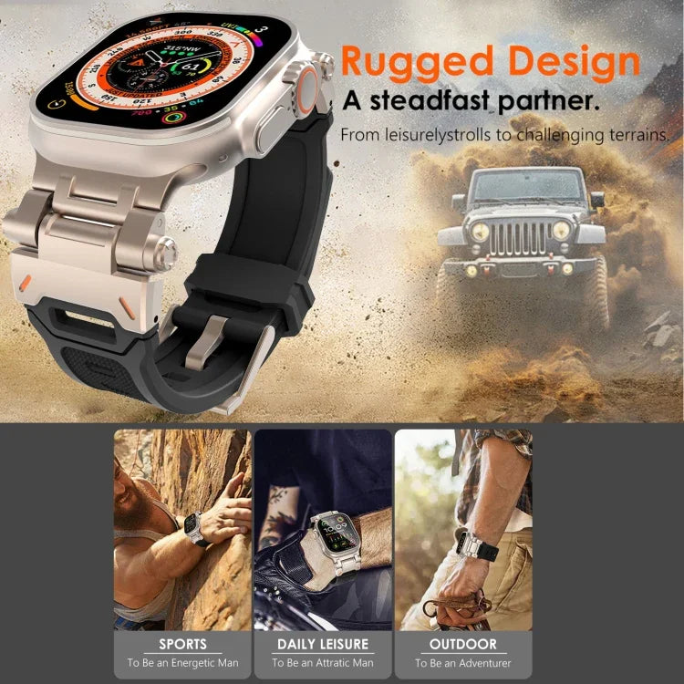Edelstahl-Anschluss, TPU-Armband, für Apple Watch Series 9 (45 mm) und Apple Watch Ultra (49 mm)