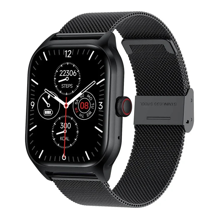 LEMFO LT10 Smartwatch mit 2,01-Zoll-TFT-Bildschirm, unterstützt Bluetooth-Anrufe und Gesundheitsüberwachung, Edelstahlarmband und Silikonarmband