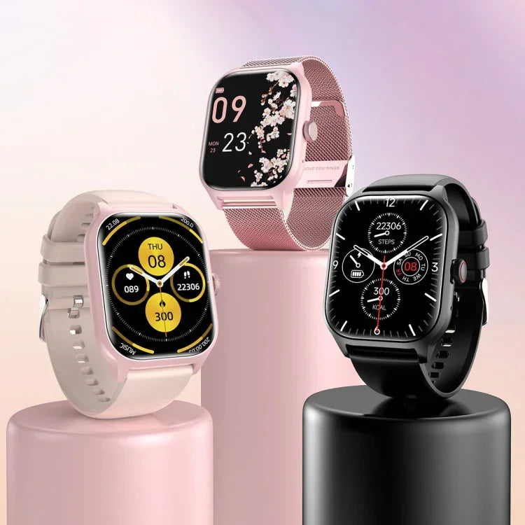 LEMFO LT10 Smartwatch mit 2,01-Zoll-TFT-Bildschirm, unterstützt Bluetooth-Anrufe und Gesundheitsüberwachung, Edelstahlarmband und Silikonarmband