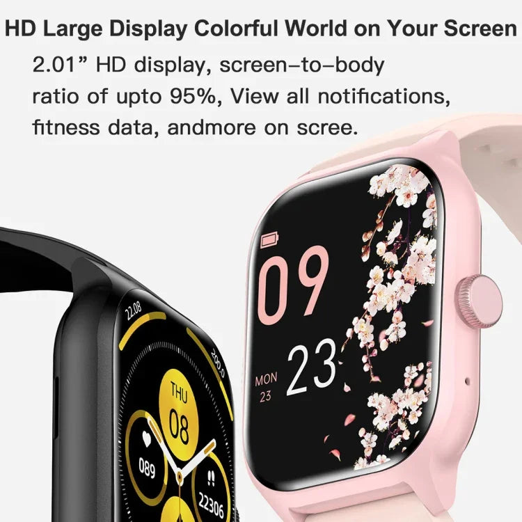LEMFO LT10 Smartwatch mit 2,01-Zoll-TFT-Bildschirm, unterstützt Bluetooth-Anrufe und Gesundheitsüberwachung, Edelstahlarmband und Silikonarmband