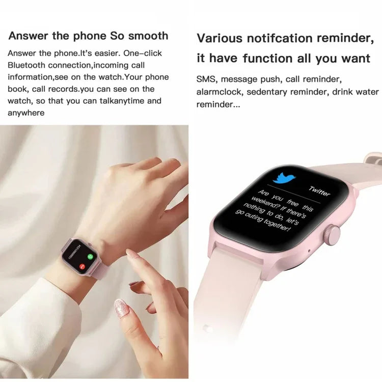 LEMFO LT10 Smartwatch mit 2,01-Zoll-TFT-Bildschirm, unterstützt Bluetooth-Anrufe und Gesundheitsüberwachung, Edelstahlarmband und Silikonarmband