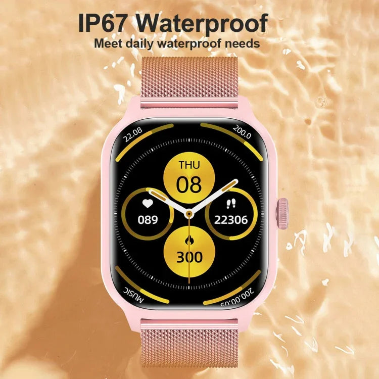 LEMFO LT10 Smartwatch mit 2,01-Zoll-TFT-Bildschirm, unterstützt Bluetooth-Anrufe und Gesundheitsüberwachung, Edelstahlarmband und Silikonarmband