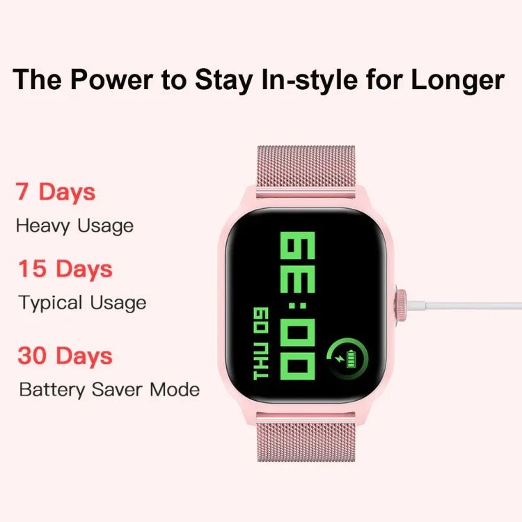 LEMFO LT10 Smartwatch mit 2,01-Zoll-TFT-Bildschirm, unterstützt Bluetooth-Anrufe und Gesundheitsüberwachung, Edelstahlarmband und Silikonarmband
