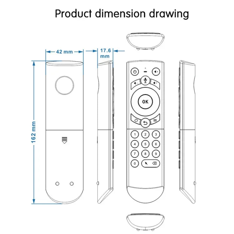 G21 2,4-GHz-Fly-Air-Mouse mit LED-Hintergrundbeleuchtung, kabelloser Tastatur und Fernbedienung mit Gyroskop für Android-TV-Box/PC, unterstützt intelligente Sprachsteuerung, Blau